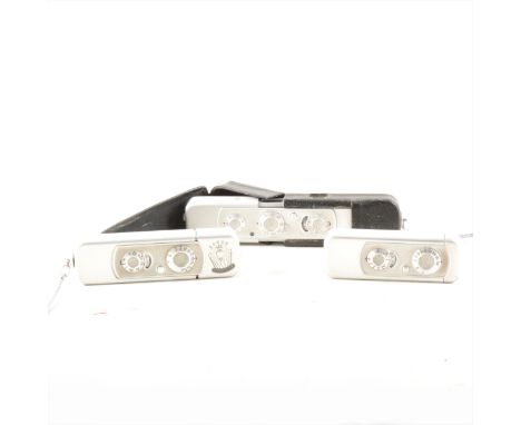 Three Minox Sub-miniature Spy cameras, f=15mm lenses, all cased. (Qty: 3)