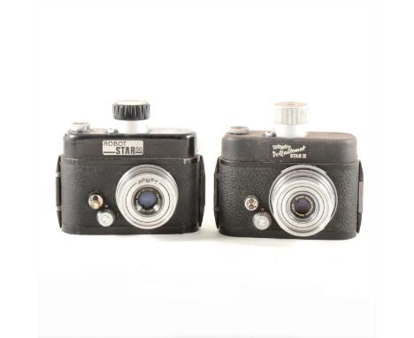 Two Robot cameras; a Robot Star 50 serial no.208970 with a Schneider-Kreuznach 1:2.8/37.5cm Xenar lens serial no.2227523, a R