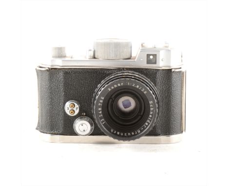 Robot IIa camera, with a Schneider-Kreuznach1:2.8/38 Xenar lens serial no.13248786 and a loose Carl Zeiss Jena Biotar 1:2 f=4