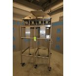 50" W x 40" L x 97" W Portable S/S Feed System with Chute & (4) Eriez Vibratory Feeders, Model HS45,