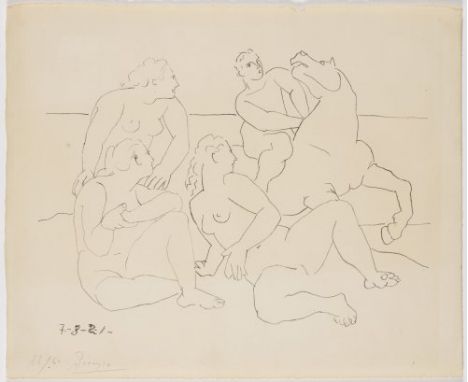 PABLO PICASSO 1881 - 1973: RIDER 1921 Lithograph print on paper 25,5 x 31,5 cm Signed and numbered on print and lower left in