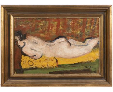 PRAVOSLAV KOTÍK 1889 - 1970: RECUMBENT 1929 Oil on canvas 27,5 x 41 cm Signed lower right: "P. Kotík 29" Pravoslav Kotík’s Re