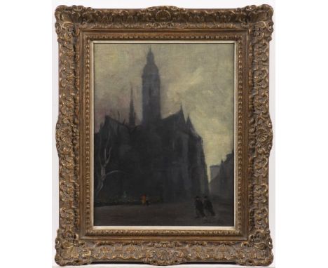 JOSEF DOBROWSKY 1889 - 1964: IN FRONT OF THE CATHEDRAL 1920s Oil on canvas 39 x 29 cm Lower right: Dobrovski (illegible) The 