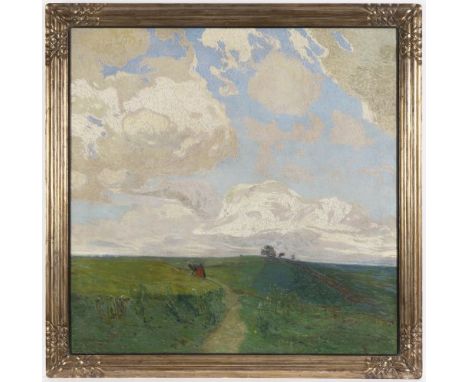 ALOIS KALVODA 1875 - 1934: SUMMER LANDSCAPE 1903 Oil on canvas 110 x 110 cm Signed lower left: "-AL. KALVODA-" This lightly t