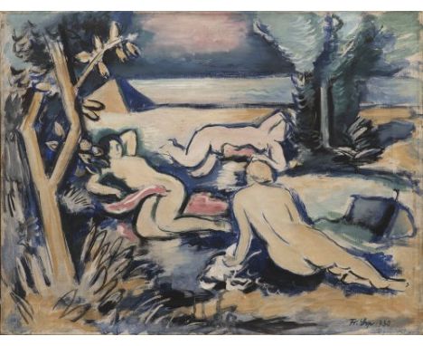 FRANTIŠEK SRP 1895 - 1943: BATHING 1930 Oil on canvas 50 x 65 cm Signed lower right: "Fr. Srp 1930" In Bathing painter Franti