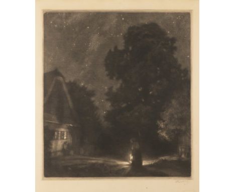 MAX ŠVABINSKÝ 1873 - 1962: SUMMER NIGHT 1911 Mezzotint on paper (print: 55.0 cm x 49.0 cm)550 x 490 mm Signed lower right: "M