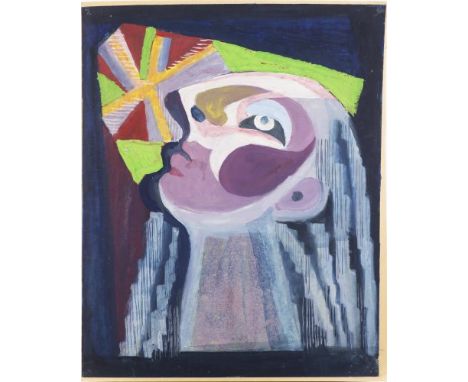 ANTONÍN KYBAL 1901 - 1971: LUNAR ECLIPSE 1943 Tempera on paperboard 62 x 49,5 cm Inscription on back: Kybal 1943/ Studie hlav