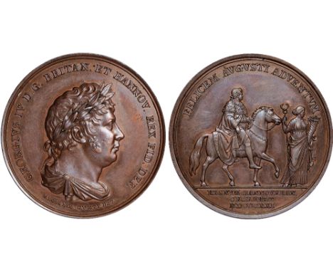 World Medals, Germany, George IV, Coronation / Visit to Hannover, 1821, copper medal, by Karl Friedrich Voigt for G. Loos, la