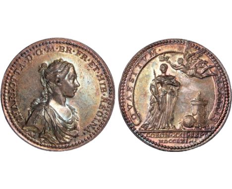 British Medals, George III: Queen Charlotte, Coronation 1761, the official silver medal, by Lorenz Natter, draped bust r., ha