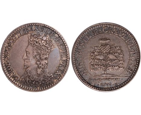 British Medals, Charles I, the Scottish Coronation 1633, the official silver medal, by Nicolas Briot, signed B on reverse cro