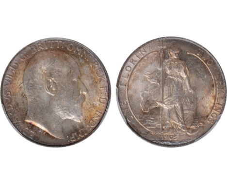 British Coins, Edward VII, florin, 1905, bare head r., rev. Britannia standing (S.3981; ESC.923 [R2]), certified and graded b