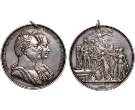 British Medals, William IV and Queen Adelaide, Coronation 1831, silver medal, by Thomas Wells Ingram, conjoined busts of King