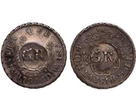 Foreign Coins, Cut and Countermarked, Jamaica, British Administration, real, GR floriate within circular indent, countermarke