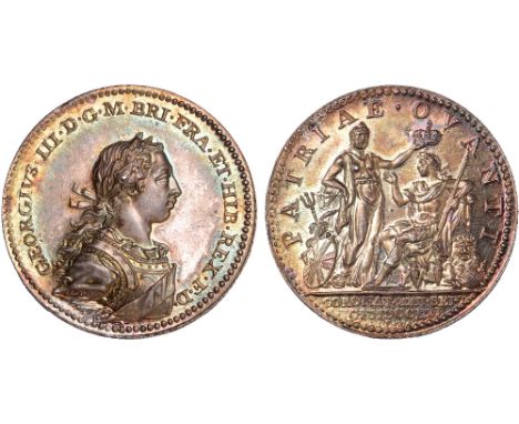 British Medals, George III, Coronation 1761, the official silver medal, by Lorenz Natter, laureate and armoured bust r., plai