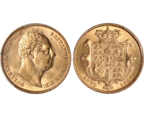 British Coins, William IV, sovereign, 1832, first portrait, bare head r., rev. crowned shield of arms (S.3829; Marsh 17A), a 