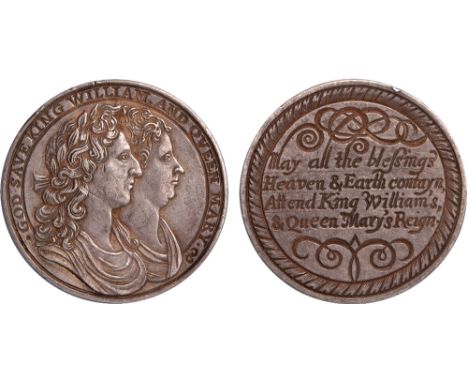 British Medals, William & Mary, Coronation 1689, silver medal, unsigned, conjoined busts r., copying the official medal, GOD 