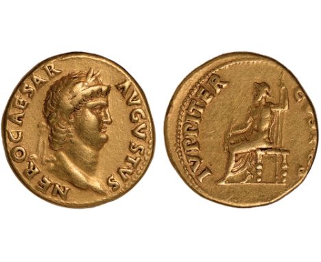 Ancient Coins, Roman, Nero (AD 177-192), aureus, Rome, NERO CAESAR AVGVSTVS, laur. bust r., rev. IVPPITER CVSTOS, Jupiter std