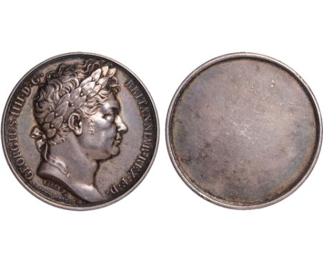 British Medals, George IV, Coronation 1821, uniface silver medal, by Jean Jacques Barre (1793-1855) for De Puymaurin, laureat