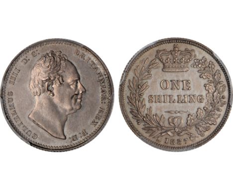 British Coins, William IV, proof shilling, 1837, bare head r., rev. value within wreath (S.3835; ESC.1277; Bull 2498), certif