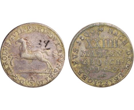 Foreign Coins, Germany, Brunswick-Wolfenbüttel, Karl Wilhelm Ferdinand, ⅔ thaler, 1800MC, horse leaping l., rev. inscription 