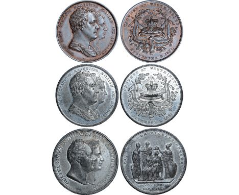 British Medals, William IV and Queen Adelaide, Coronation 1831, a pair of medals, copper and white metal, unsigned, conjoined