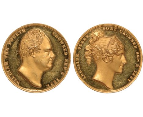 British Medals, William IV and Queen Adelaide, Coronation 1831, the official gold medal, by William Wyon, bust of William r.,