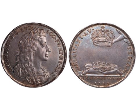 British Medals, James II, Coronation 1685, the official silver medal, by John Roettier, laureate, armoured and draped bust r.