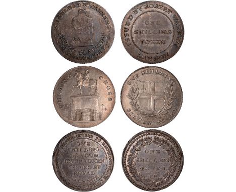 Nineteenth Century Silver Tokens, Middlesex, London, shillings, undated (3): Charing Cross, equestrian statue of Charles I, r