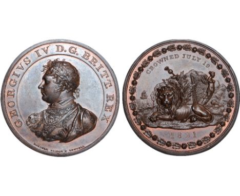 British Medals, George IV, Coronation 1821, copper medal, by Rundell, Bridge & Rundell, armoured laureate bust l., wearing ba