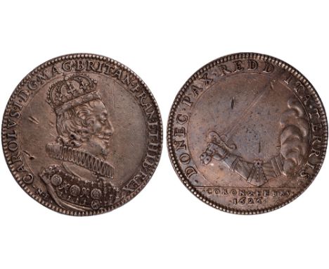 British Medals, Charles I, Coronation 1626, the official silver medal, by Nicolas Briot, crowned bust r., wearing ruff, colla