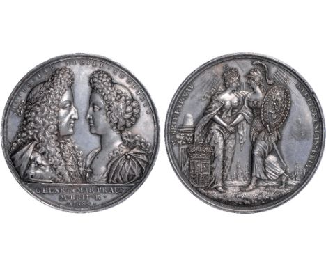 British Medals, William & Mary, Coronation 1689, silver medal, by Jan Smeltzing, busts vis-à-vis, he laureate, hair long and 