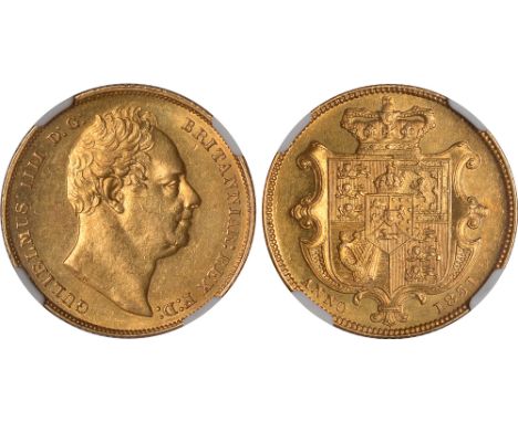 British Coins, William IV, sovereign, 1831, first portrait, bare head r., rev. crowned shield of arms (S.3829; Marsh 16 [R2])