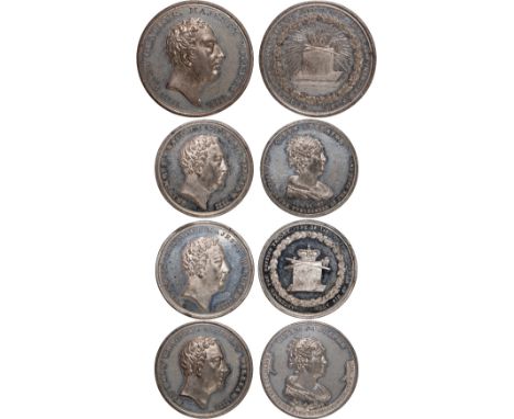 British Medals, William IV and Queen Adelaide, Accession 1830, white metal medals (3), by Thomas Halliday, similar obverses, 