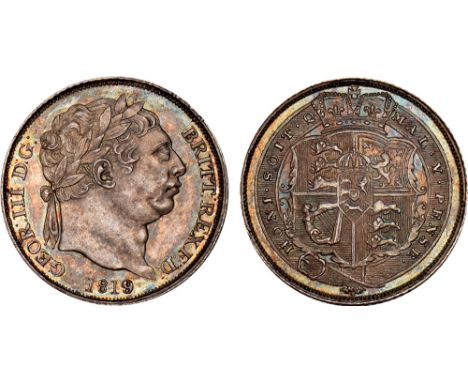 British Coins, George III, sixpence, 1819/8, laur. head r., rev. crowned shield within Garter (S.3791), extremely fine, rare