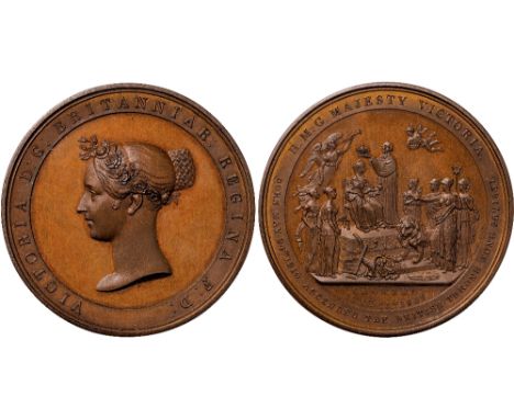 British Medals, Victoria, Coronation 1838, large copper medal, by J. Davis, garlanded bust l., hair in chignon, legend on wid