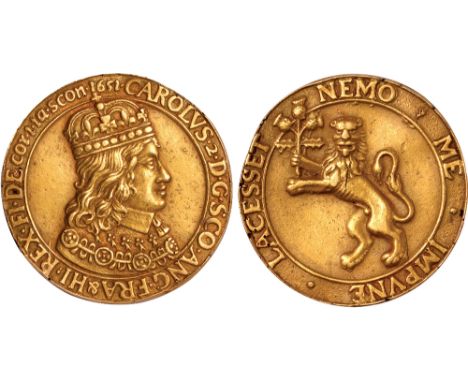 British Medals, Charles II, Scottish Coronation at Scone Palace, 1651, gilt electrotype display copy of the medal believed de