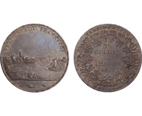 Foreign Coins, Germany, Frankfurt, double thaler (3½ gulden), 1841, view of the city and river, rev. value and date within wr