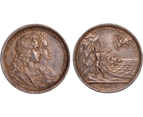 British Medals, William & Mary, Coronation 1689, cast silver medal, by George Bower, conjoined busts r., he laureate, GVLIELM