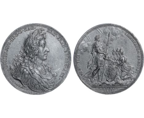 British Medals, William and Mary, The Crown offered to William, 1689 [1688], pewter medal, struck in Holland by Anton Meybusc