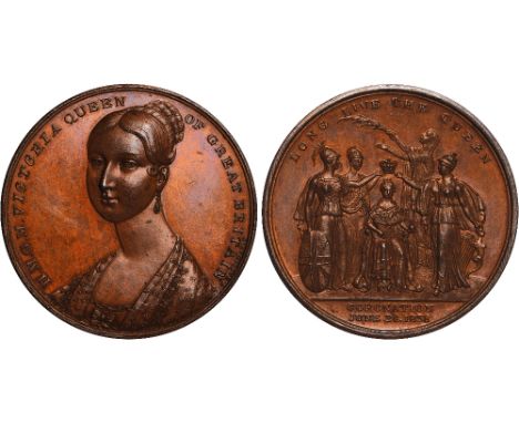 British Medals, Victoria, Coronation 1838, copper medal, by Thomas Halliday, bust three-quarters l., HMGM VICTORIA QUEEN OF G