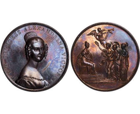 British Medals, Princess Victoria, Her Majority 1837, copper medal, by Thomas Halliday, draped bust three-quarters r., hair i