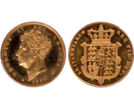 British Coins, George IV, proof sovereign, 1826, bare head l., rev. crowned shield of arms (S.3801; W&R.237), certified and g