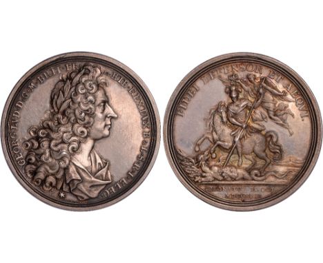 British Medals, George I, Coronation 1714, silver medal, by Georg Wilhelm Vestner (1677-1740), bust r., with mantle around, s