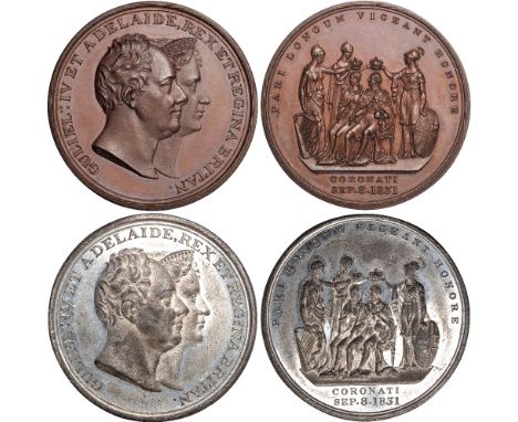 British Medals, William IV and Queen Adelaide, Coronation 1831, a pair of medals, copper and white metal, by Thomas Halliday,