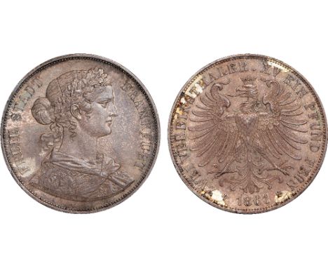 Foreign Coins, Germany, Frankfurt, double vereinsthaler (3½ gulden), 1861, laur. bust r., rev. crowned spread eagle (KM.365; 