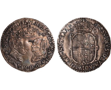British Coins, Philip and Mary, sixpence, 1554, full titles, busts face-to-face, crown above, dividing date, rev. crowned, ga