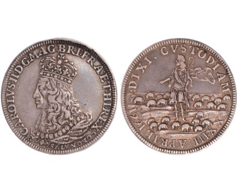 British Medals, Charles II, Coronation 1661, the ‘DIXI CUSTODIAM’ medal, silver, by Thomas Rawlins, a second variety, crowned