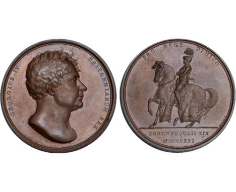 British Medals, George IV, Coronation 1821, copper medal, by George Mills, bare head r., GEORGIUS IV BRITANNIARUM REX, rev. T