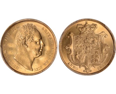 British Coins, William IV, sovereign, 1831, WW without stops, first portrait, bare head r., rev. crowned shield of arms (S.38