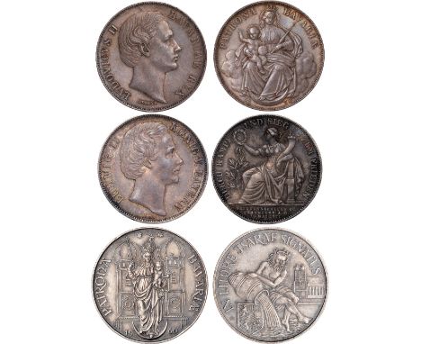 Foreign Coins, Germany, Bavaria, Ludwig II, thalers (2): 1870, bare head r., rev. Virgin and child seated on cloud (KM.877; D